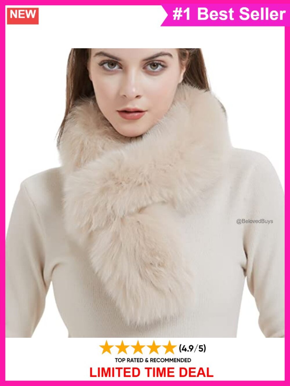 Real Fox Fur Scarf Double Side Neck Warmer Winter Accessory